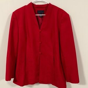 Laura Scott Long Red Jacket, Size 18, beautiful fabric, very good condition